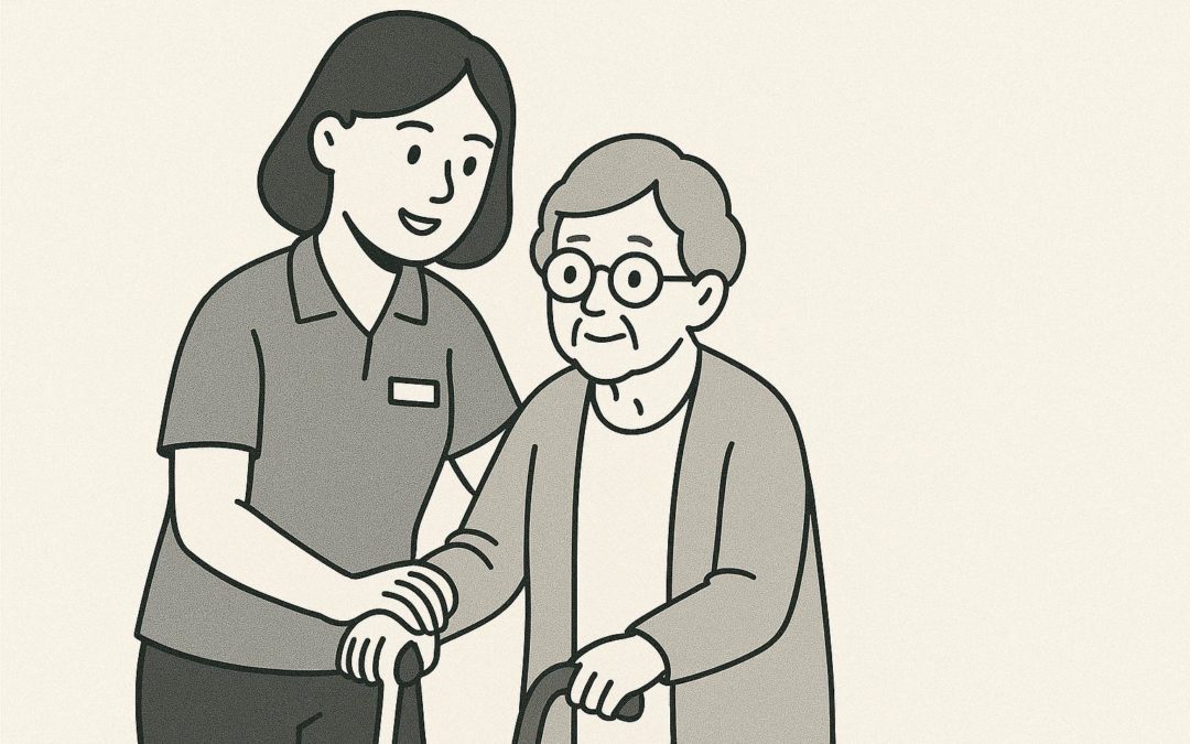 Image d'une Jeune femme aidant une dame âgée