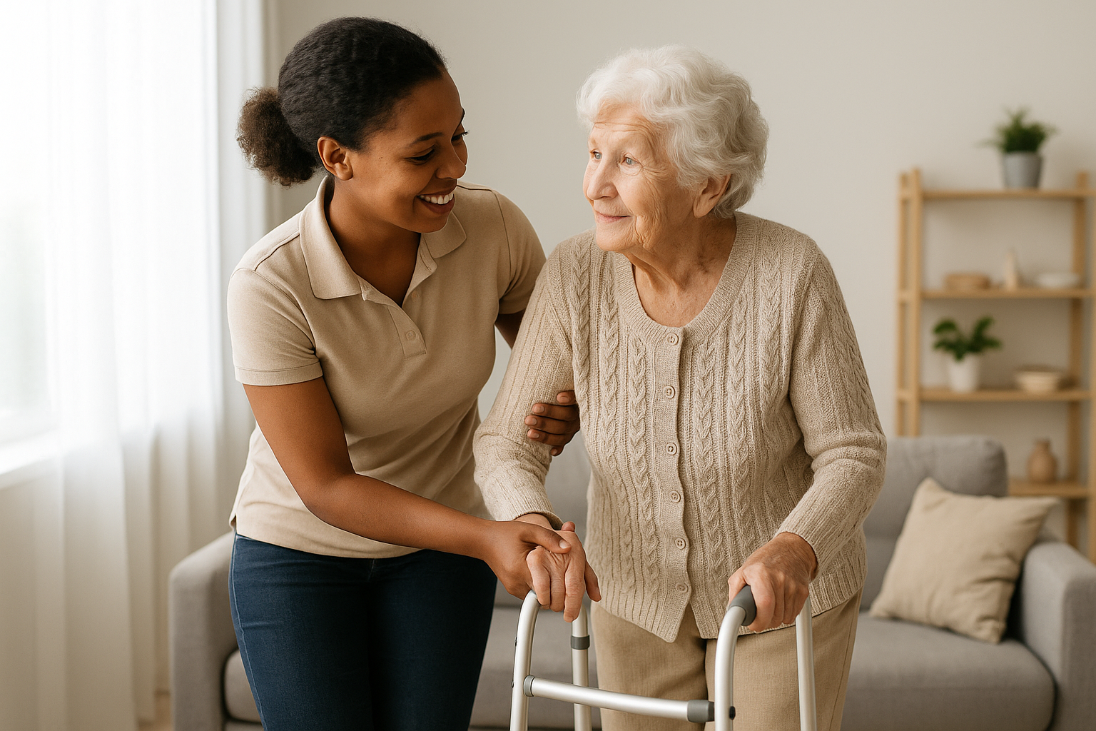 Aide à domicile autrès d'une dame âgée